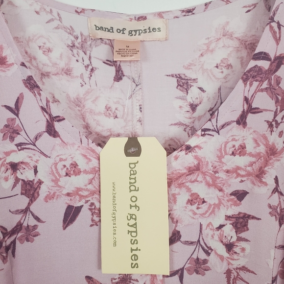 Band of gypsies NWT pink floral button up dress medium - Picture 4 of 4